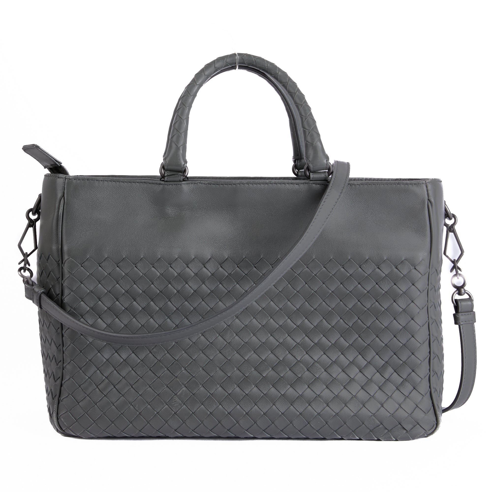 BOTTEGA VENETA - Sac à main Cabas cuir Intrecciato gris - Hand Bag