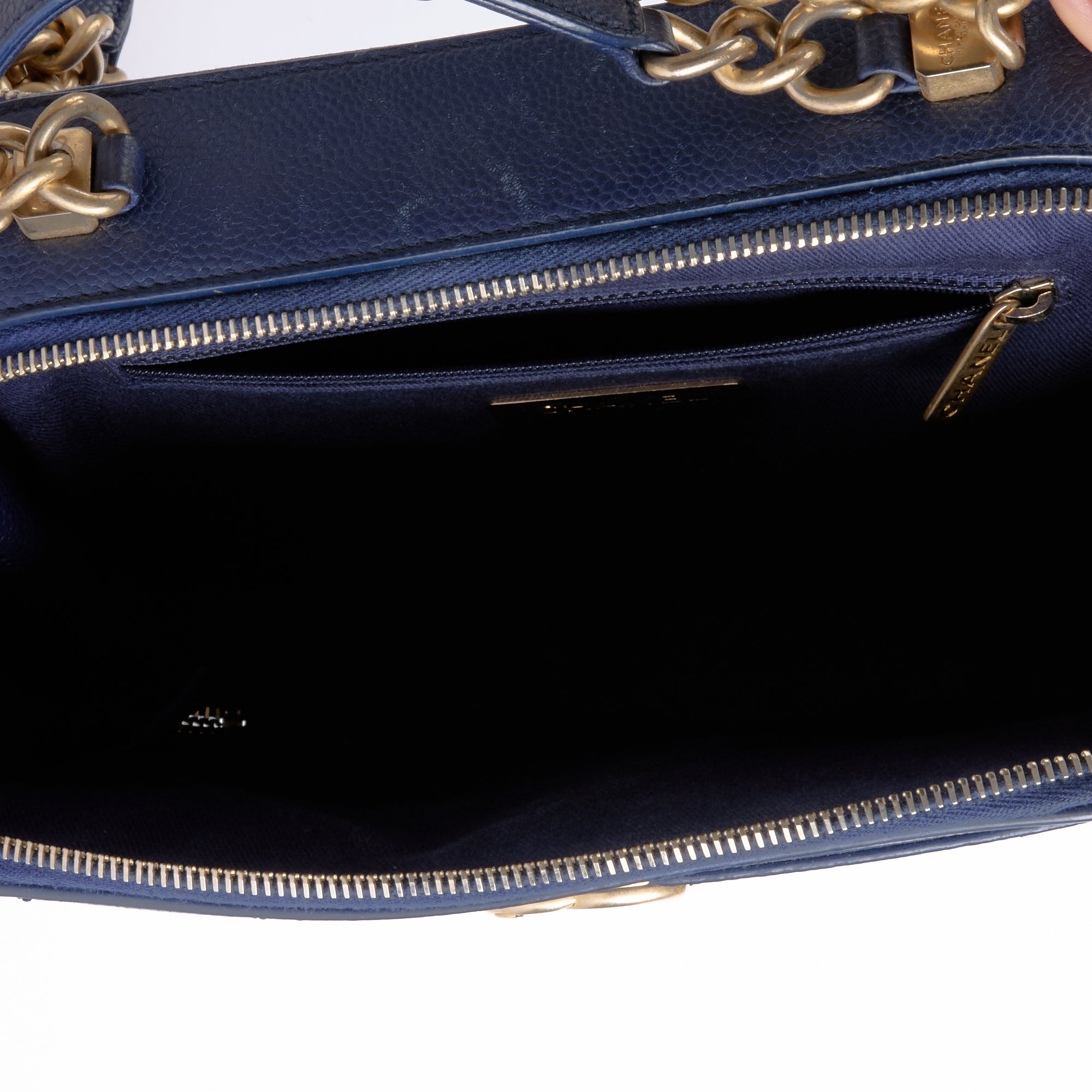CHANEL - Vanity Bag in Blue Grained Leather - Handbag