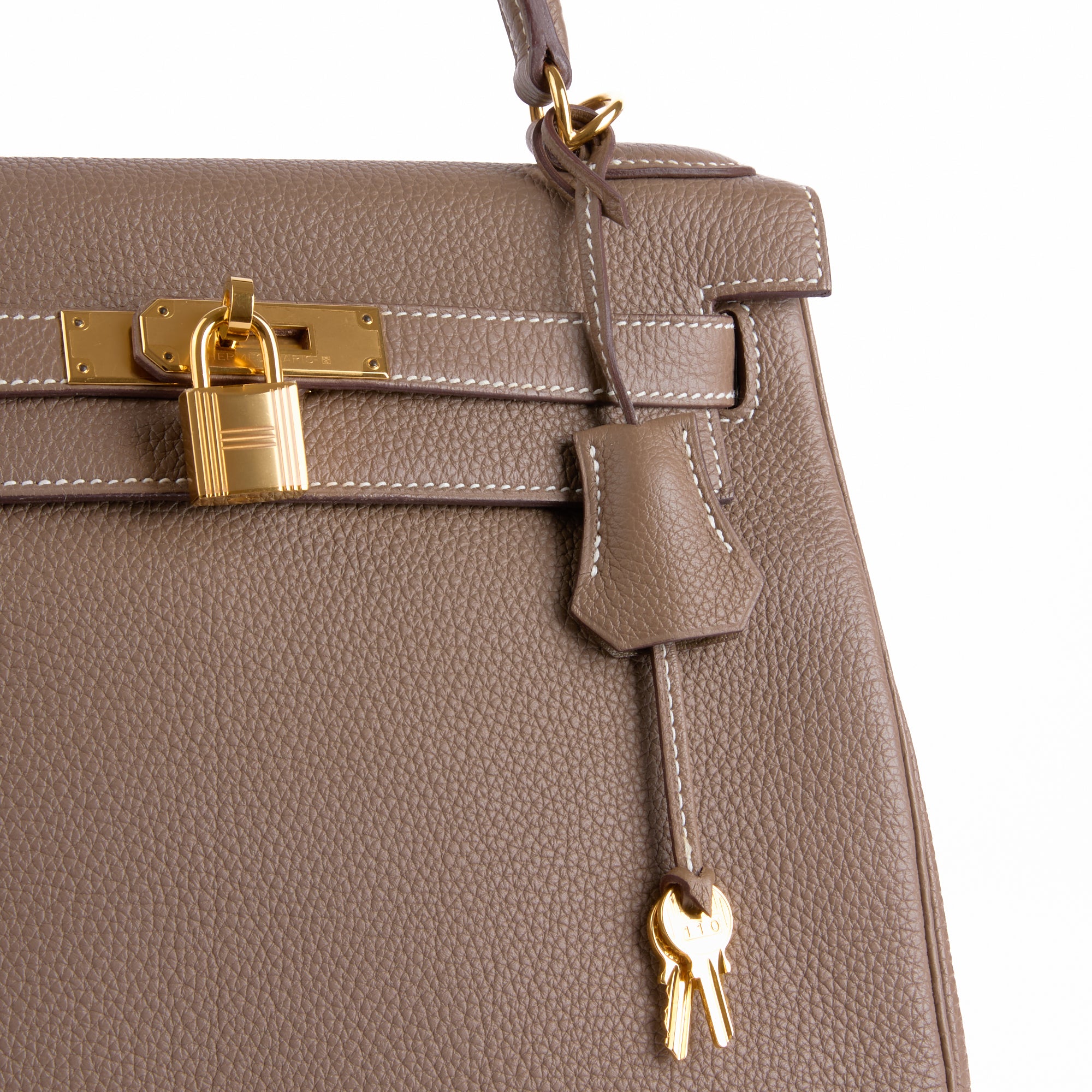 HERMES - Sac à main Kelly 28 cuir Togo Étoupe - Hand Bag