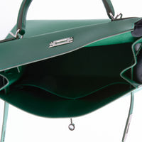 HERMES - Sac à main Kelly 28 cuir Veau Madame Vert Moyen - Hand Bag