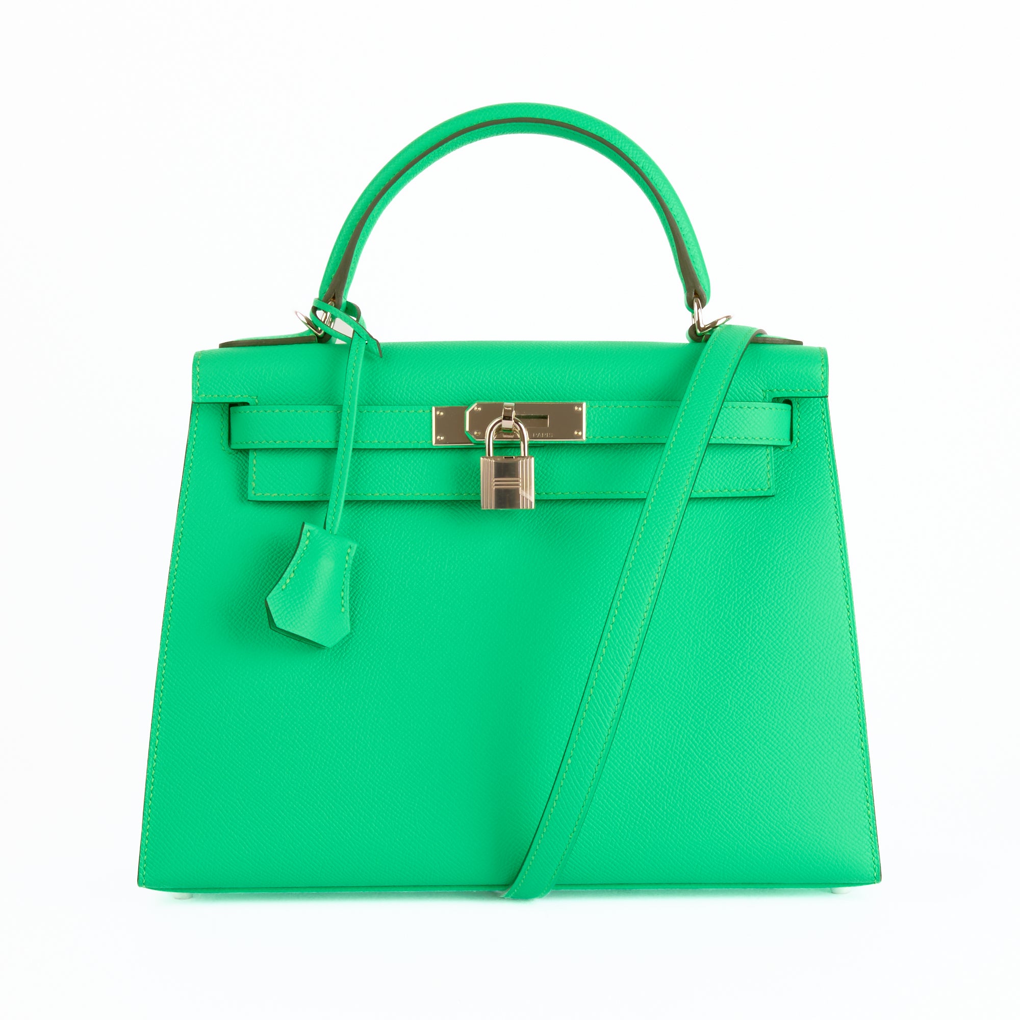 HERMES - Sac à main Kelly 28 cuir Epsom Vert Comics - Hand Bag