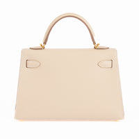 HERMES - Sac à main Mini Kelly cuir Epsom Craie - Hand Bag