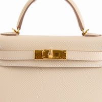 HERMES - Sac à main Mini Kelly cuir Epsom Craie - Hand Bag
