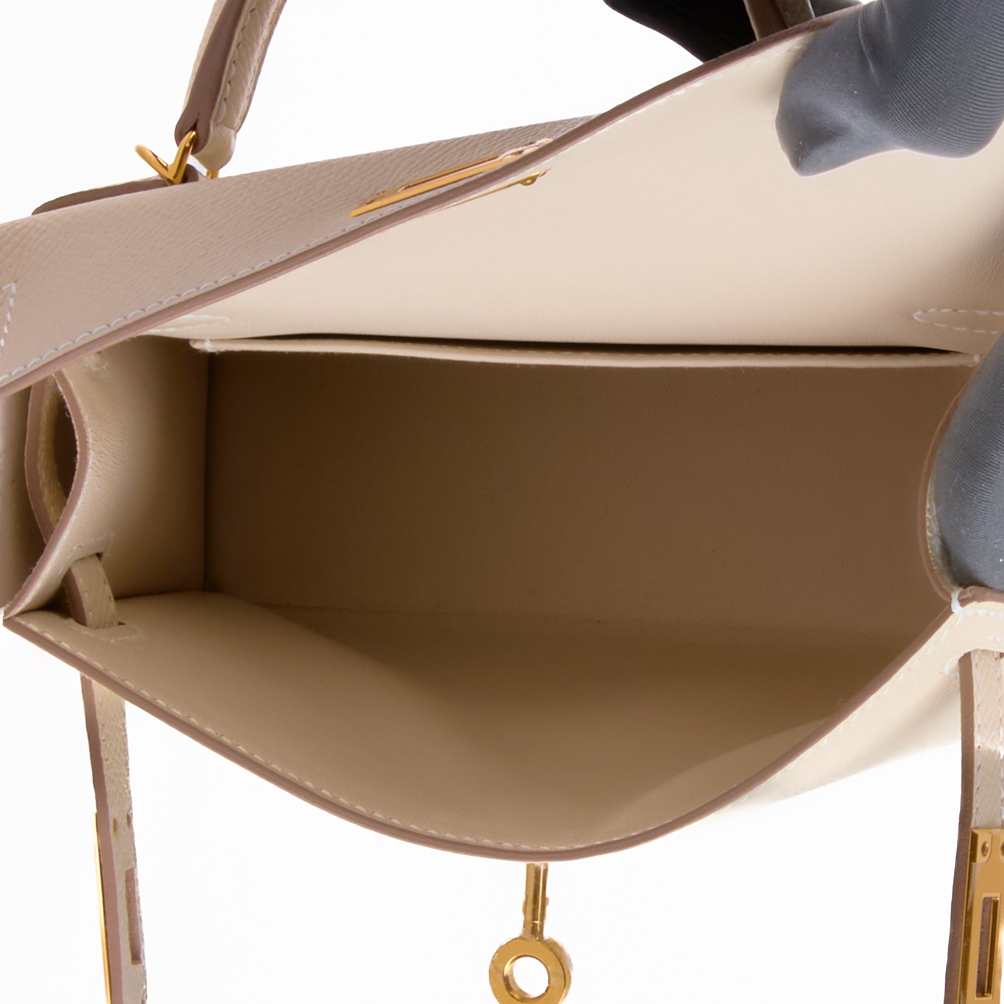 HERMES - Sac à main Mini Kelly cuir Epsom Craie - Hand Bag