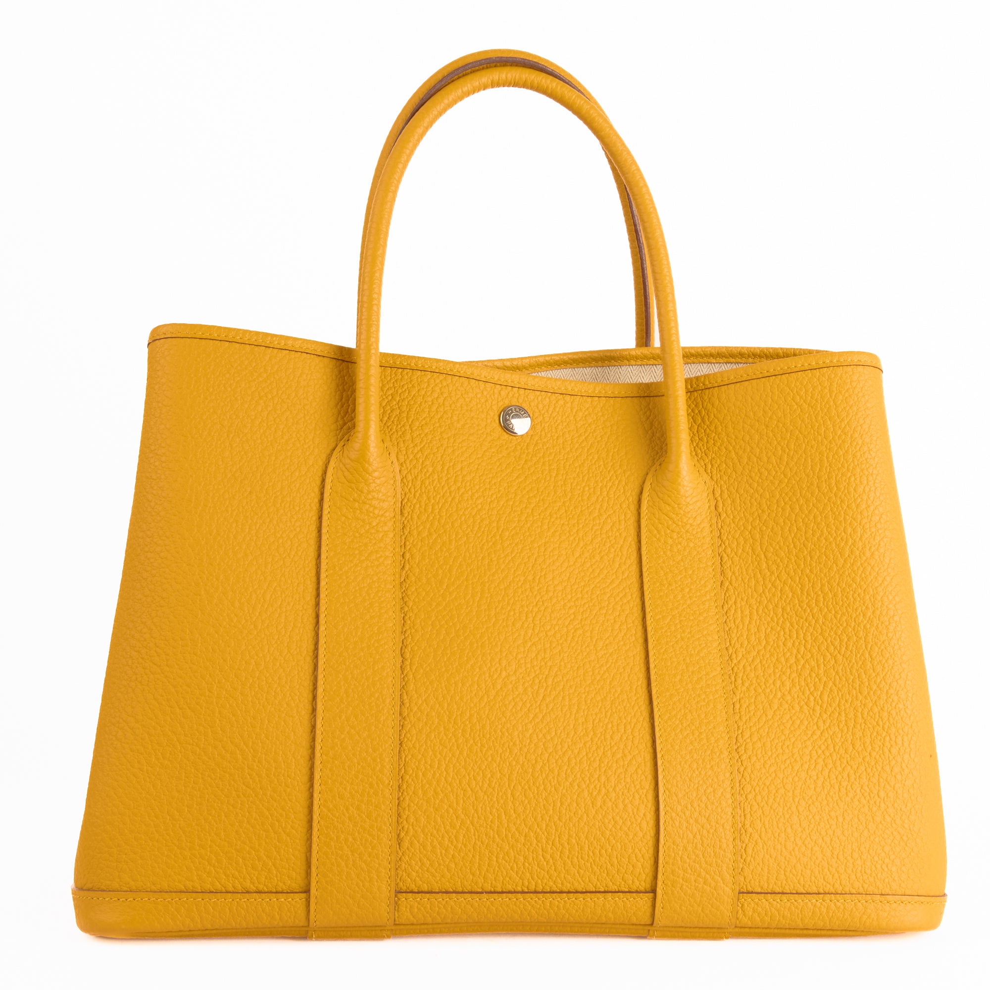 HERMES - Garden Party 36 Handbag in Amber Yellow Country Cowhide Leather - Hand Bag