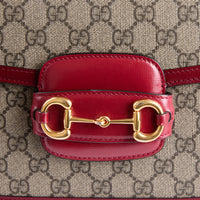 GUCCI - Horsebit 1955 Handbag, GG Guccissima Canvas, Burgundy Leather