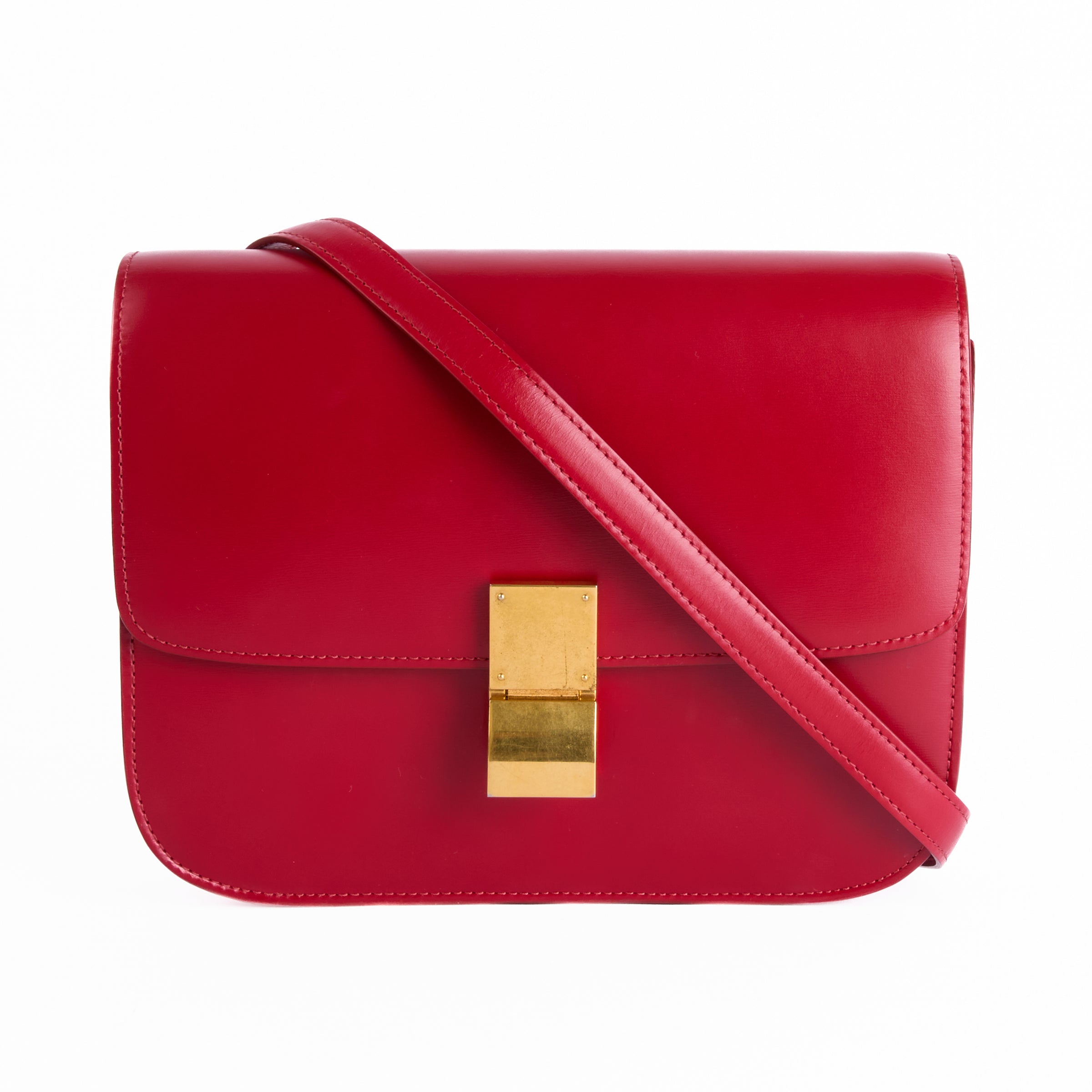 CELINE - Sac Bandoulière Classic Box Cuir rouge - Hand Bag