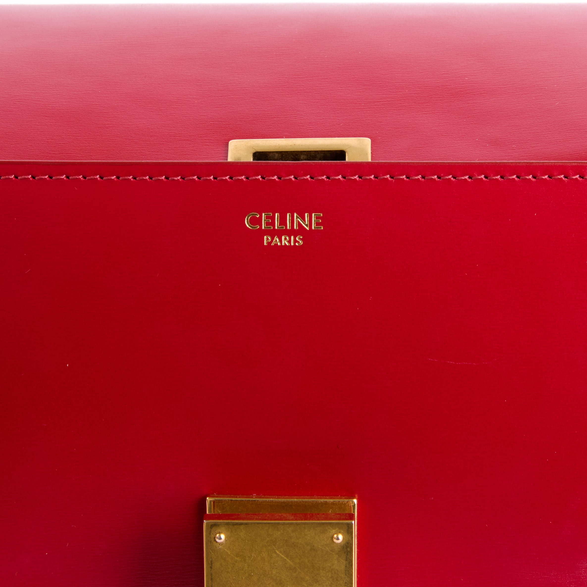 CELINE - Sac Bandoulière Classic Box Cuir rouge - Hand Bag