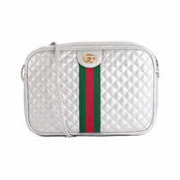 GUCCI - Trapuntana silver quilted leather shoulder bag - Handbag 