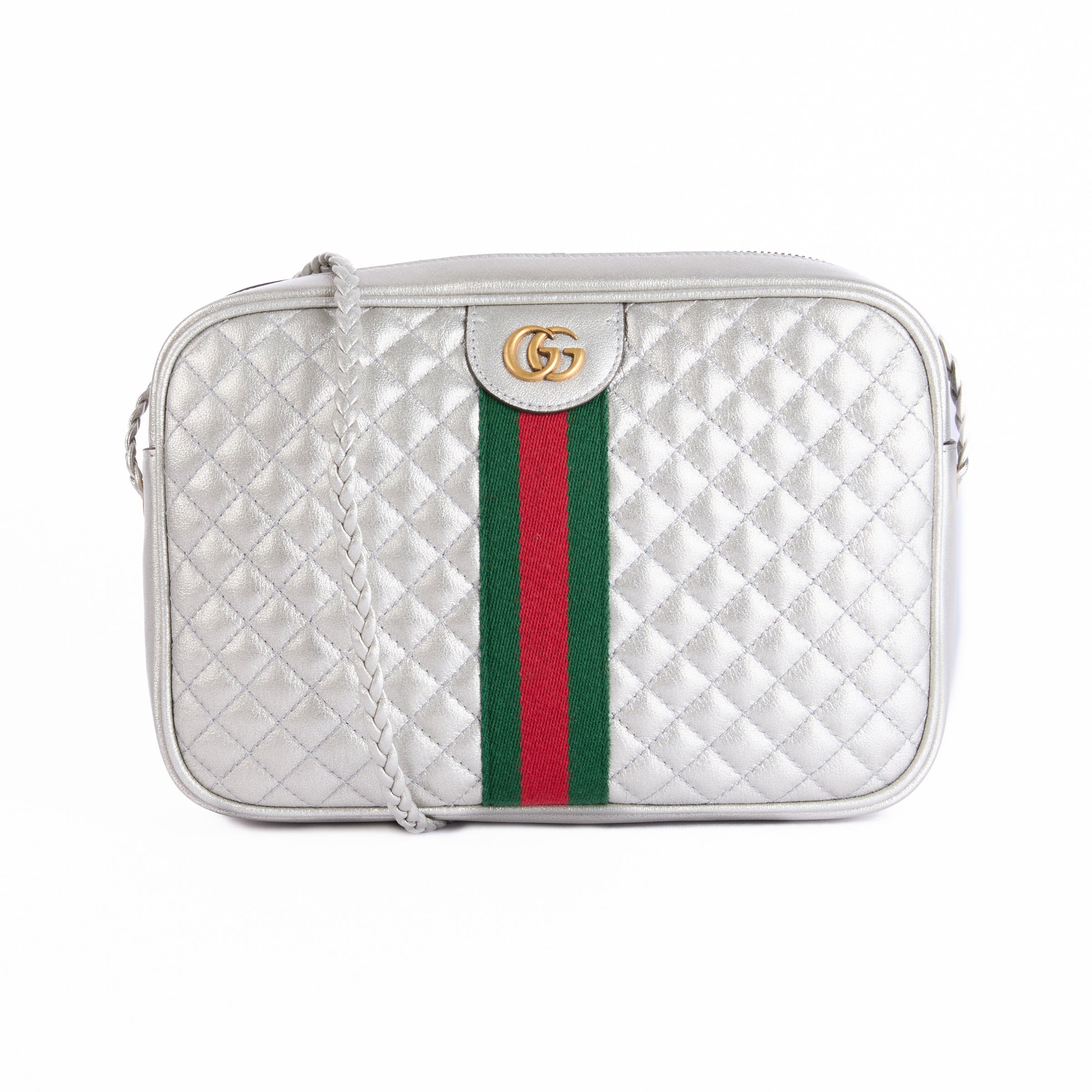 GUCCI - Trapuntana silver quilted leather shoulder bag - Handbag 