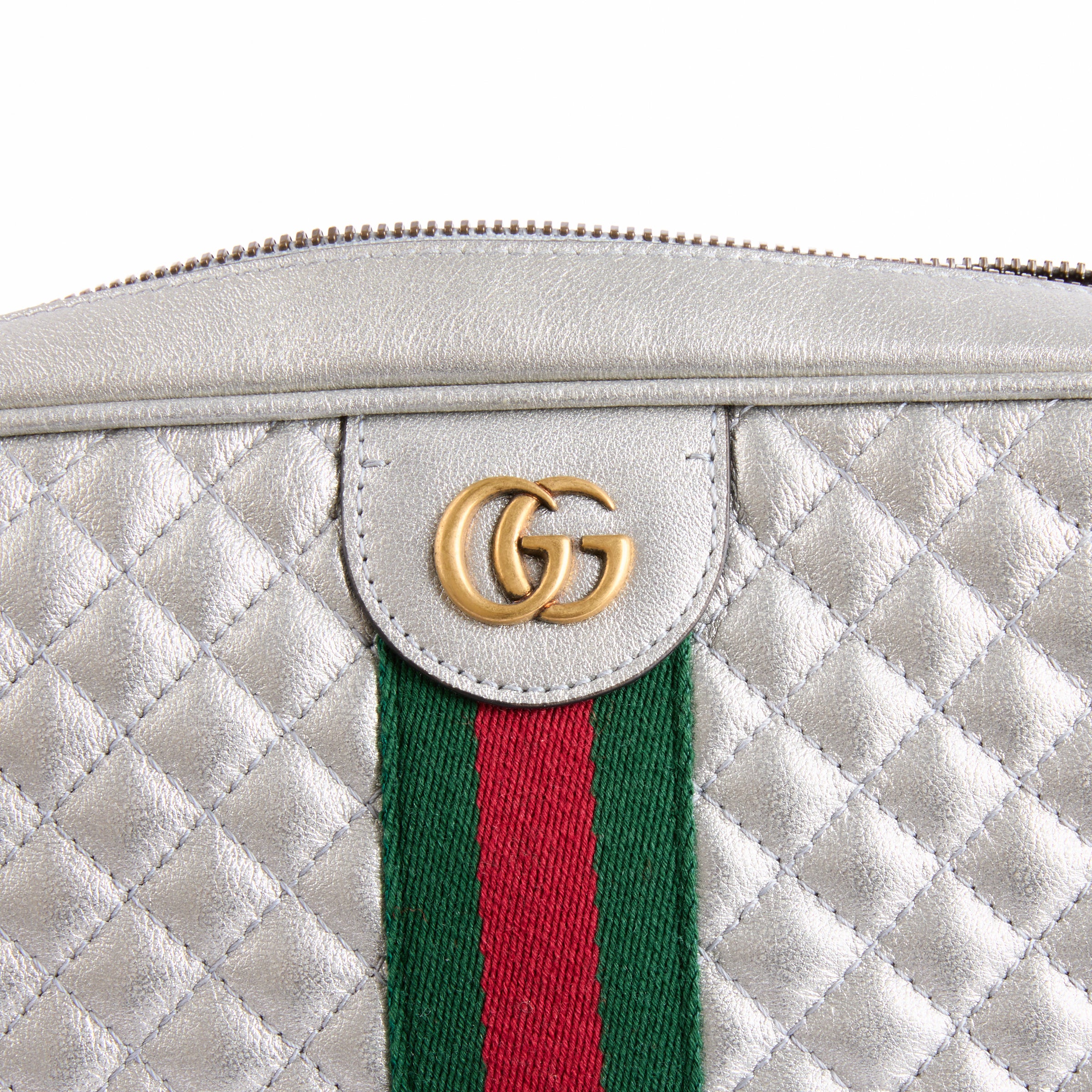 GUCCI - Trapuntana silver quilted leather shoulder bag - Handbag 