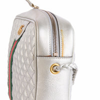 GUCCI - Trapuntana silver quilted leather shoulder bag - Handbag 