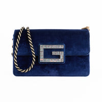 GUCCI - Sac à main Broadway Crystal velours bleu - Hand bag