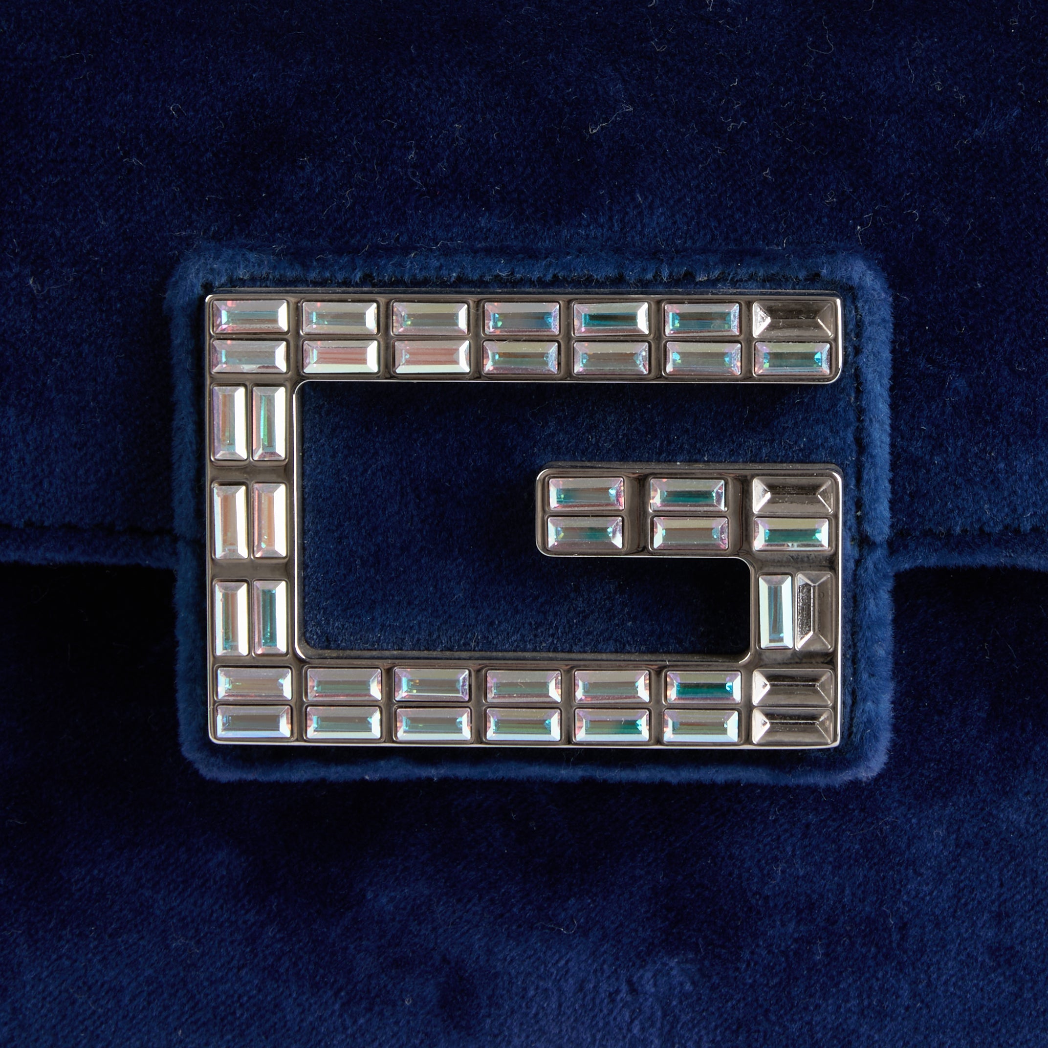 GUCCI - Sac à main Broadway Crystal velours bleu - Hand bag