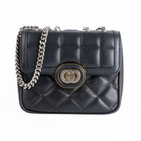 GUCCI - Sac bandoulière Mini Deco cuir noir - Hand bag