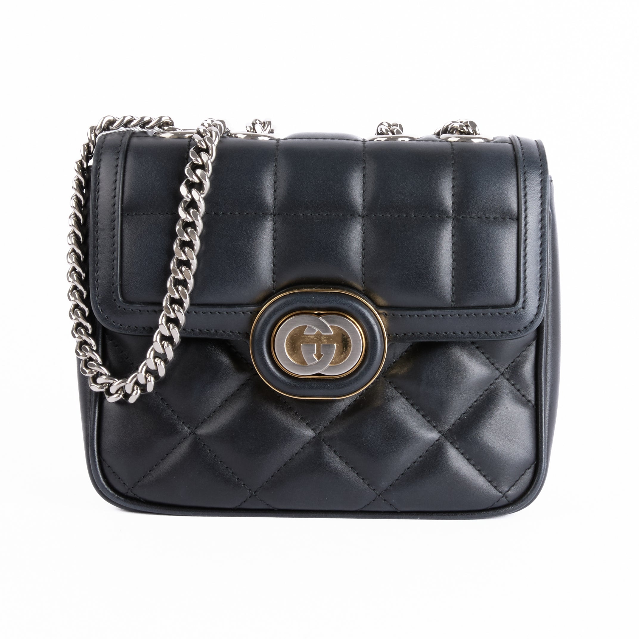GUCCI - Sac bandoulière Mini Deco cuir noir - Hand bag