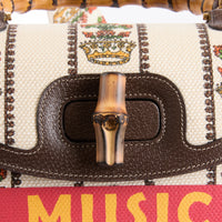GUCCI - Sac à main Bamboo Music toile - Hand bag