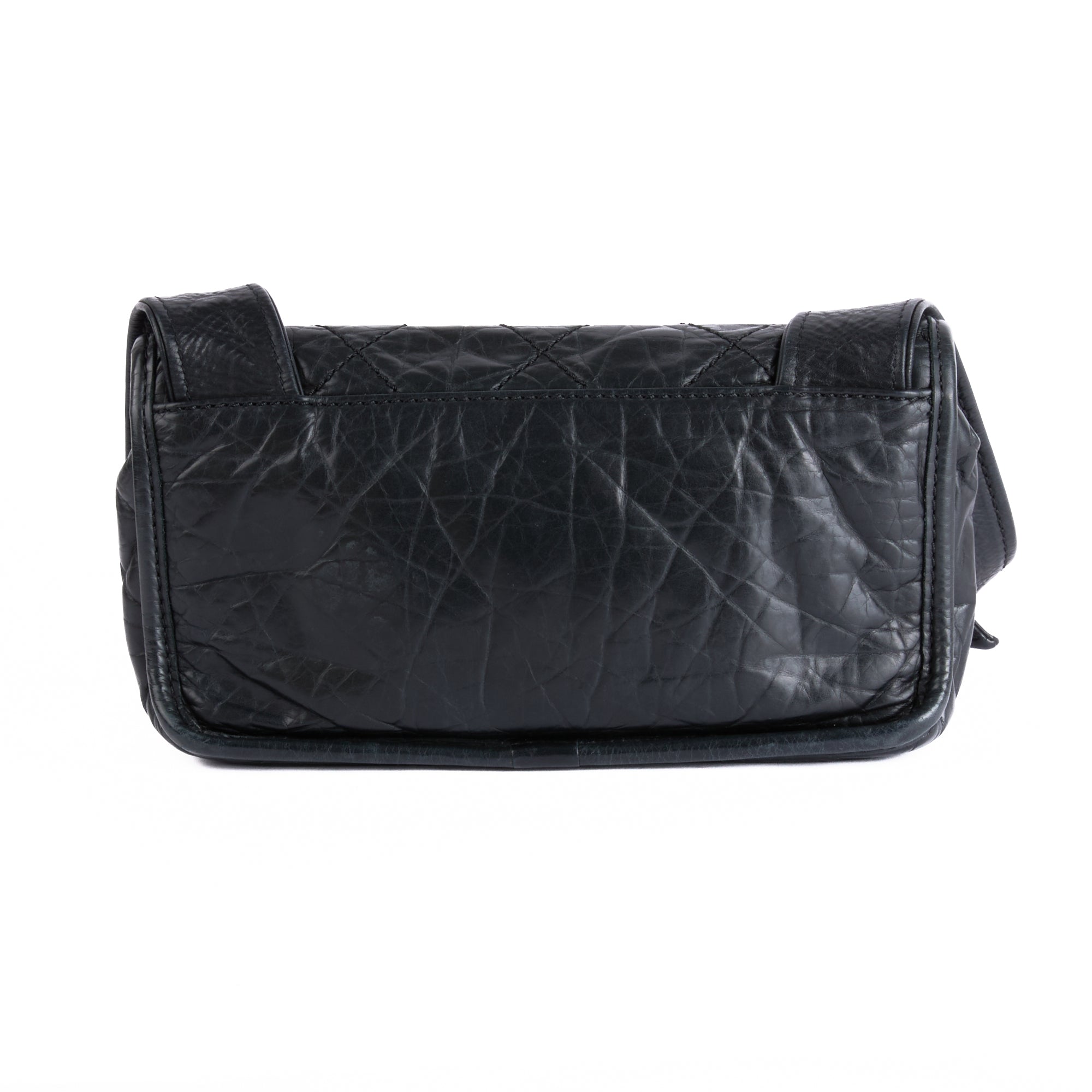 CHANEL - Black Quilted Leather Logo Handbag - Hand bag 