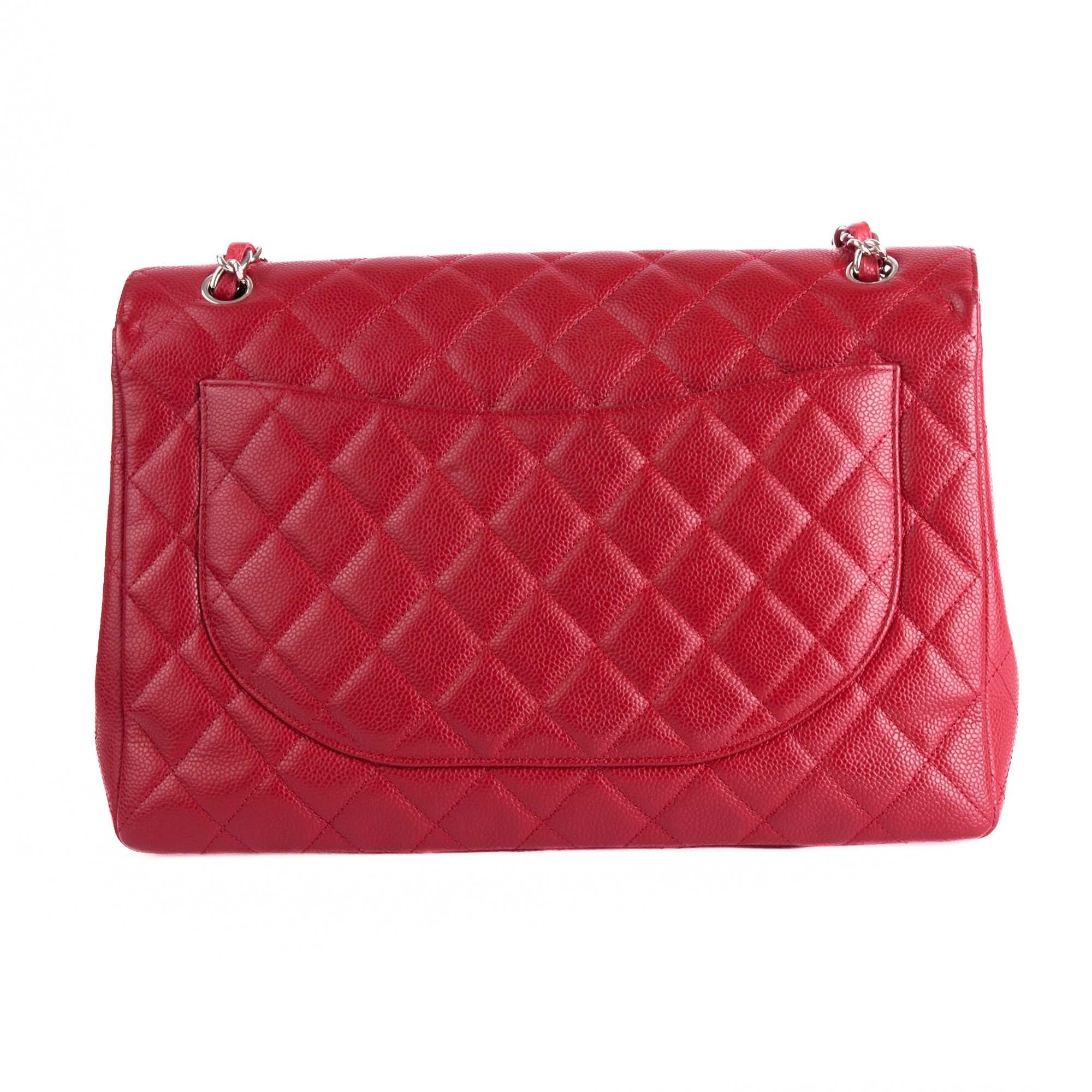 CHANEL - Sac à main Timeless Maxi Jumbo cuir caviar rouge - Hand bag