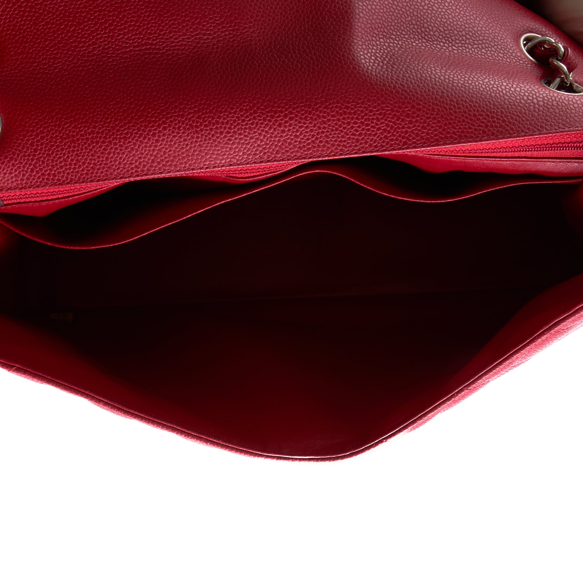 CHANEL - Sac à main Timeless Maxi Jumbo cuir caviar rouge - Hand bag