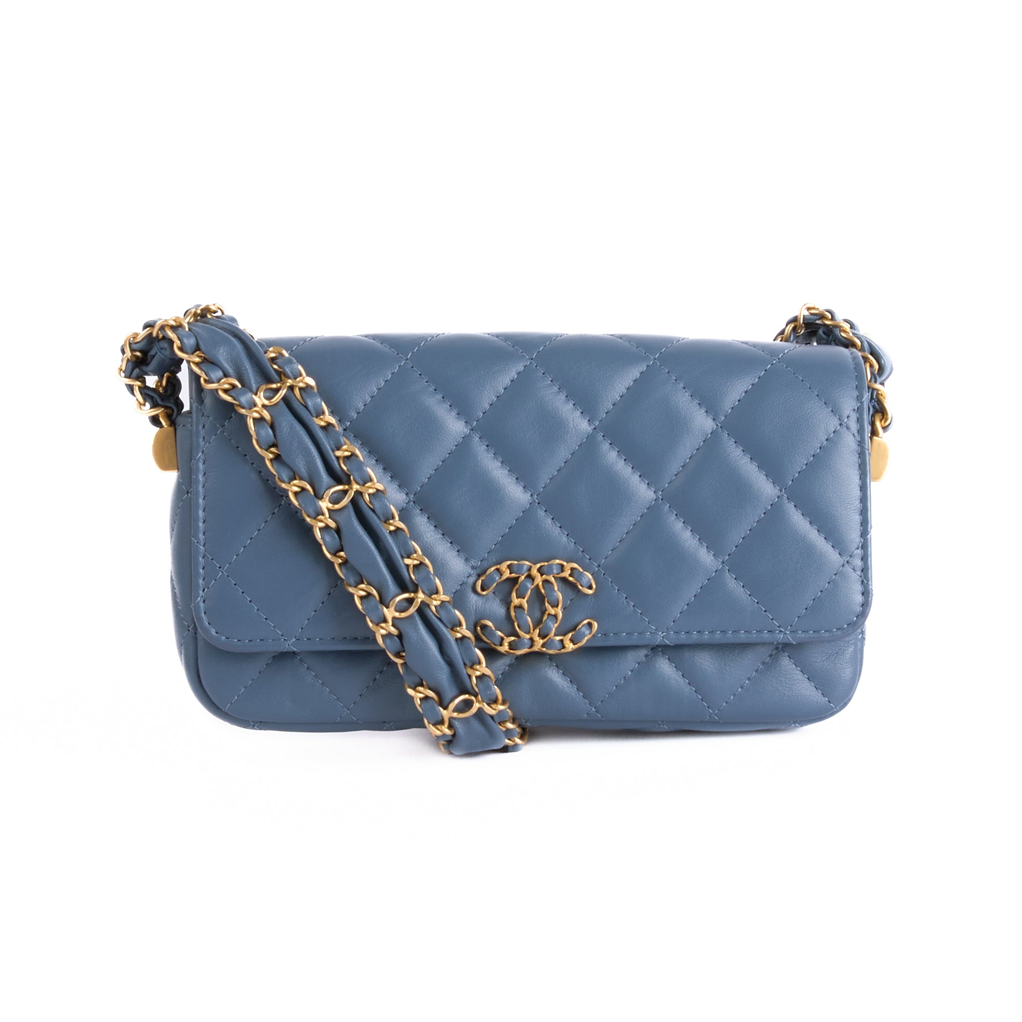 CHANEL - Sac bandoulière Wallet on chain Mini 19 cuir bleu - Hand bag