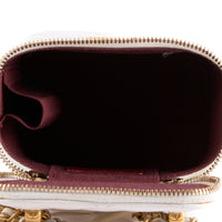 CHANEL - Sac bandoulière Mini Vanity logo CC cuir blanc - Hand bag