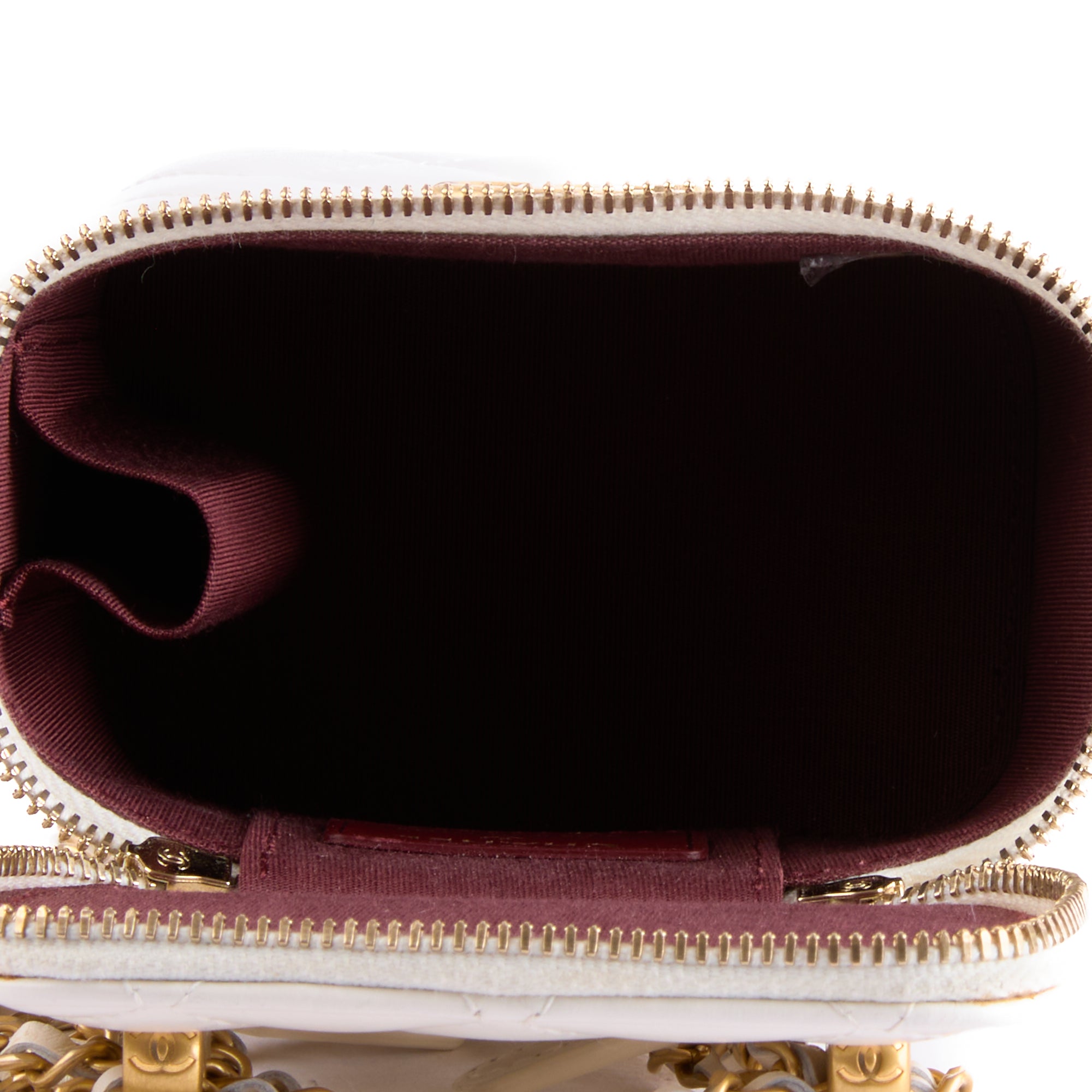 CHANEL - Sac bandoulière Mini Vanity logo CC cuir blanc - Hand bag