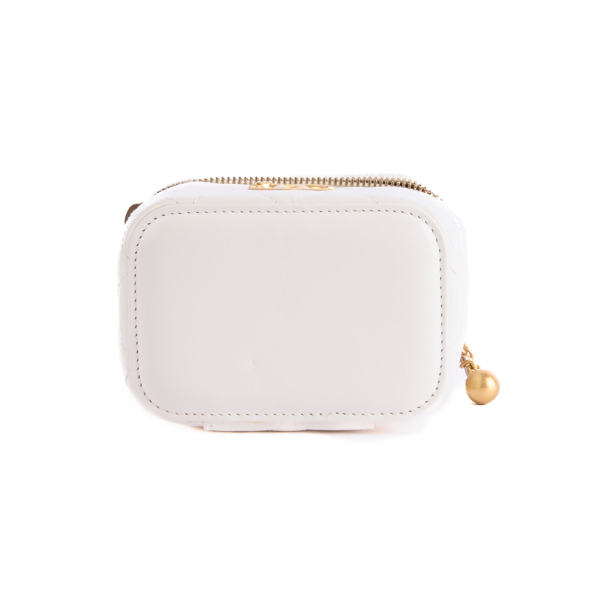 CHANEL - Sac bandoulière Mini Vanity logo CC cuir blanc - Hand bag
