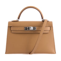 HERMES - Sac à main Mini Kelly cuir Epsom Biscuit - Hand Bag
