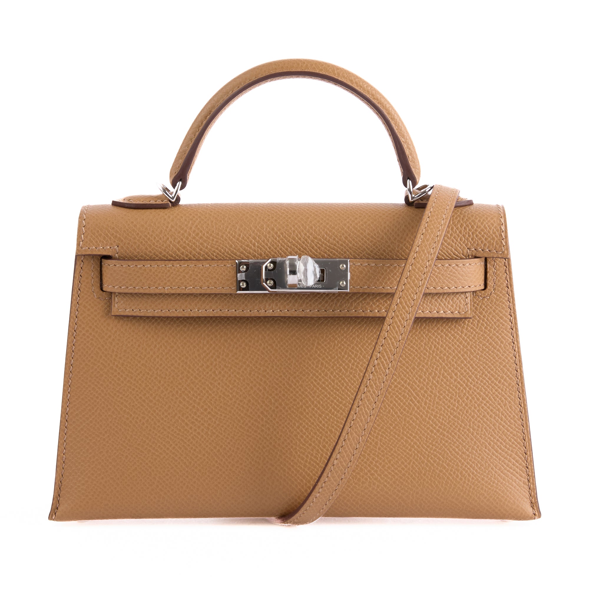 HERMES - Sac à main Mini Kelly cuir Epsom Biscuit - Hand Bag