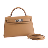 HERMES - Sac à main Mini Kelly cuir Epsom Biscuit - Hand Bag