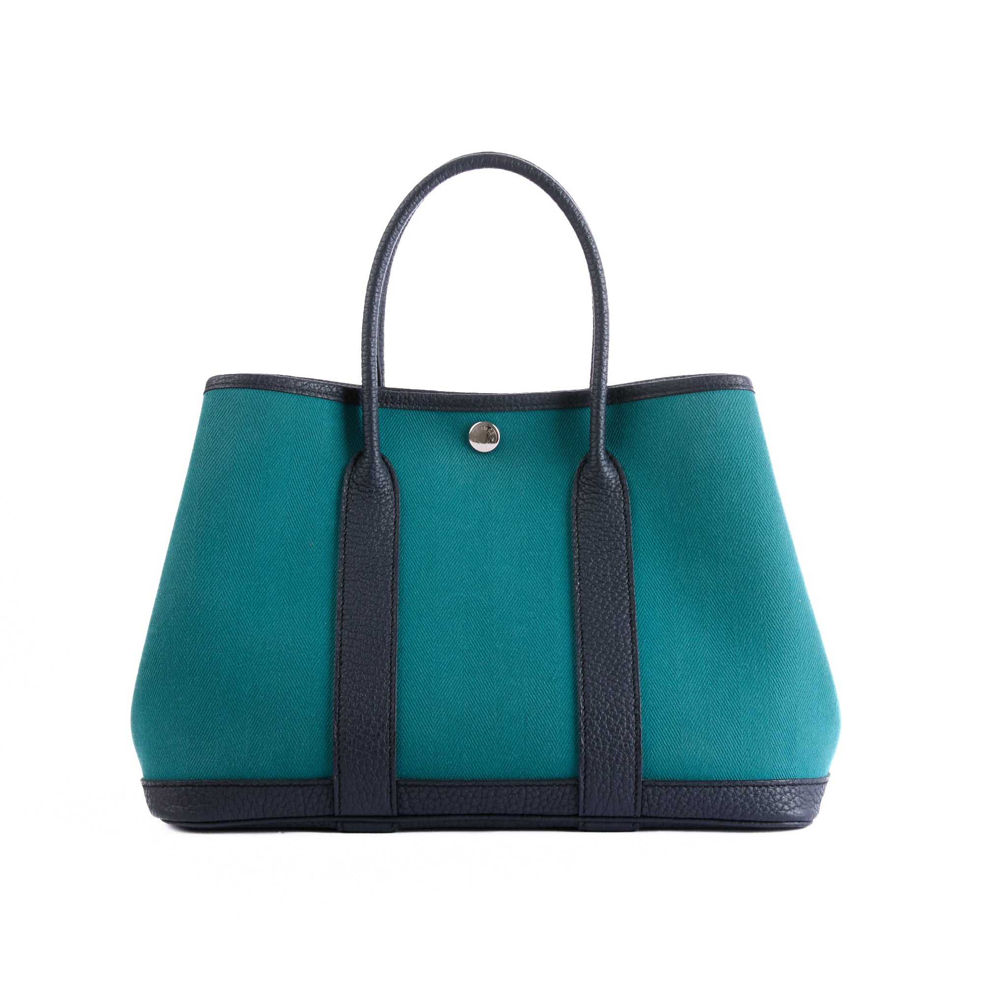 HERMES - Garden Party 30 handbag in blue chevron canvas - Handbag 