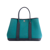 HERMES - Garden Party 30 handbag in blue chevron canvas - Handbag 