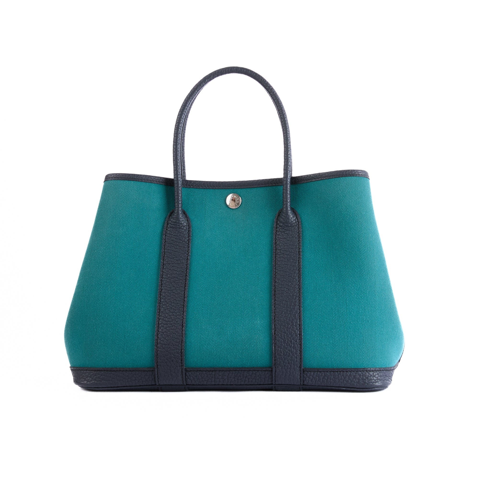 HERMES - Garden Party 30 handbag in blue chevron canvas - Handbag 