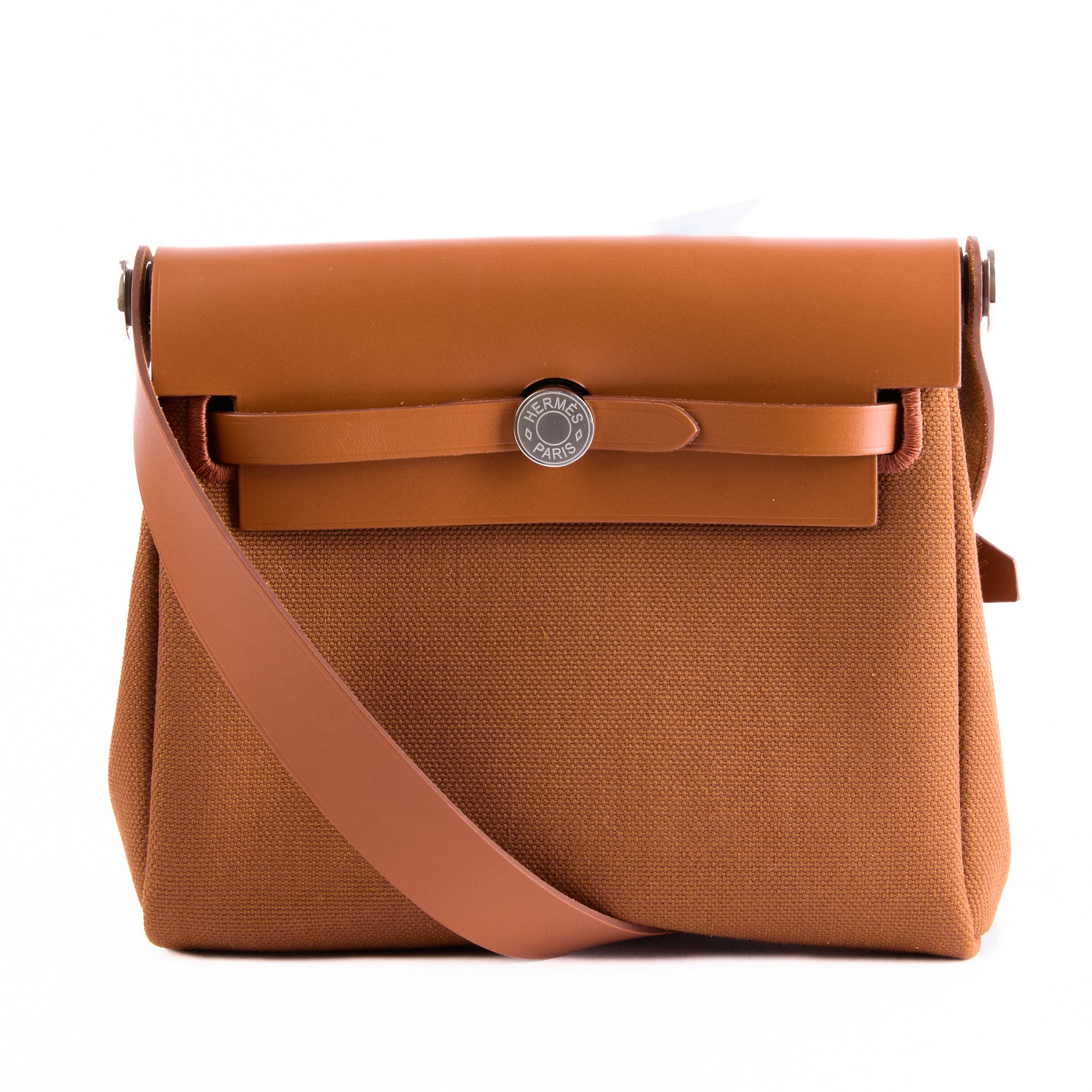 HERMES - Mini Herbag Zip 20 shoulder bag in Fauve military canvas - Handbag 