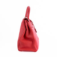 HERMES - Sac à main Kelly 35 cuir Taurillon Clémence rouge - Hand bag