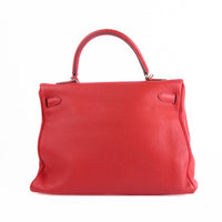 HERMES - Sac à main Kelly 35 cuir Taurillon Clémence rouge - Hand bag