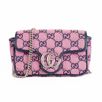 GUCCI - Sac bandoulière Mini Marmont toile GG Guccissima rose - Hand bag