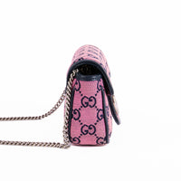 GUCCI - Sac bandoulière Mini Marmont toile GG Guccissima rose - Hand bag