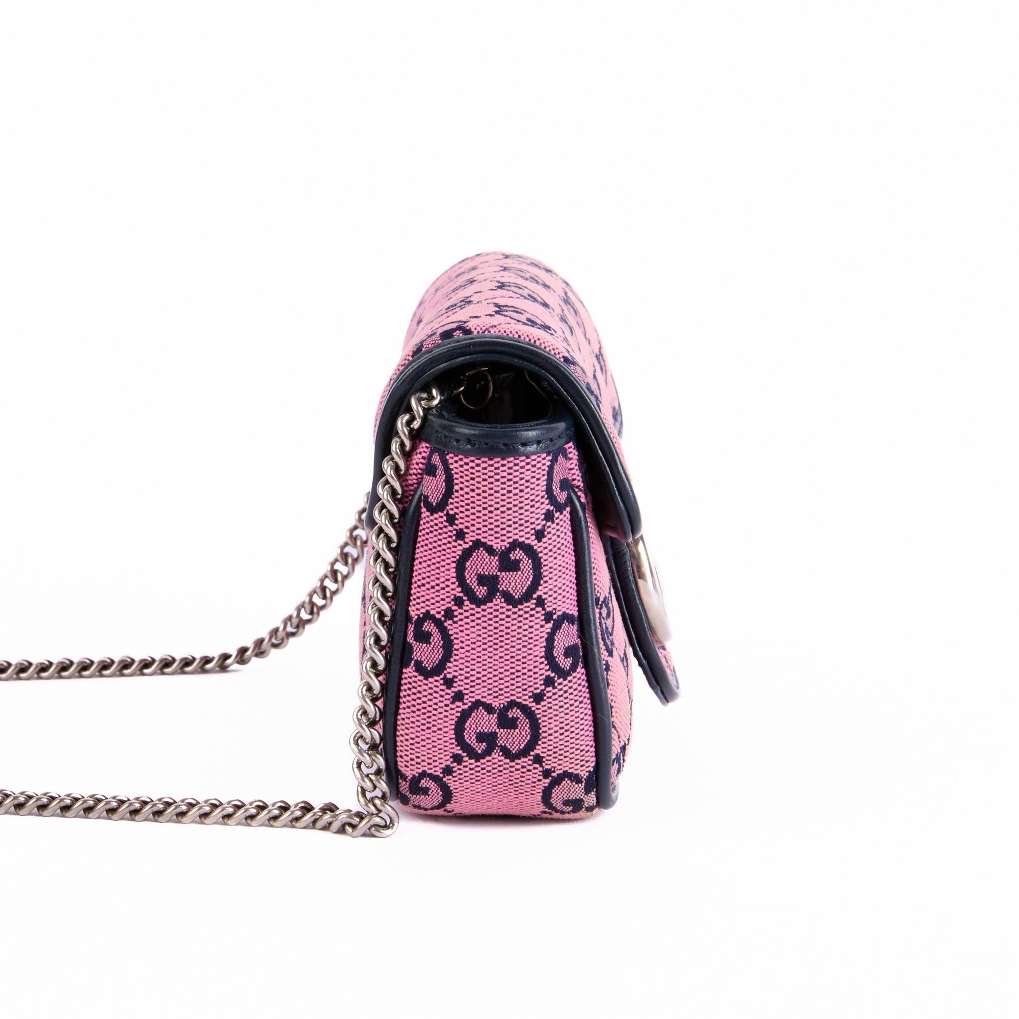 GUCCI - Sac bandoulière Mini Marmont toile GG Guccissima rose - Hand bag