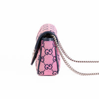 GUCCI - Sac bandoulière Mini Marmont toile GG Guccissima rose - Hand bag