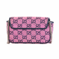 GUCCI - Sac bandoulière Mini Marmont toile GG Guccissima rose - Hand bag