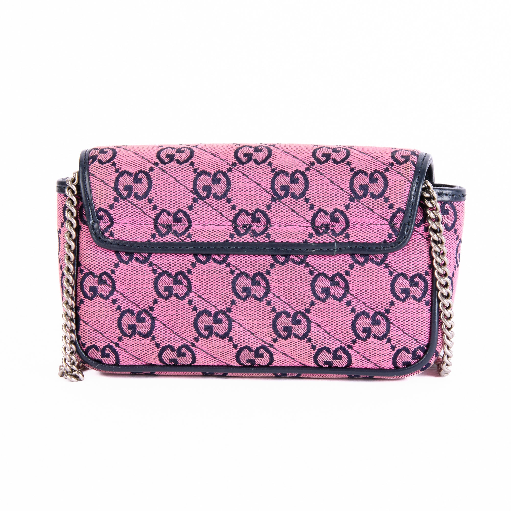 GUCCI - Sac bandoulière Mini Marmont toile GG Guccissima rose - Hand bag