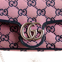 GUCCI - Sac bandoulière Mini Marmont toile GG Guccissima rose - Hand bag