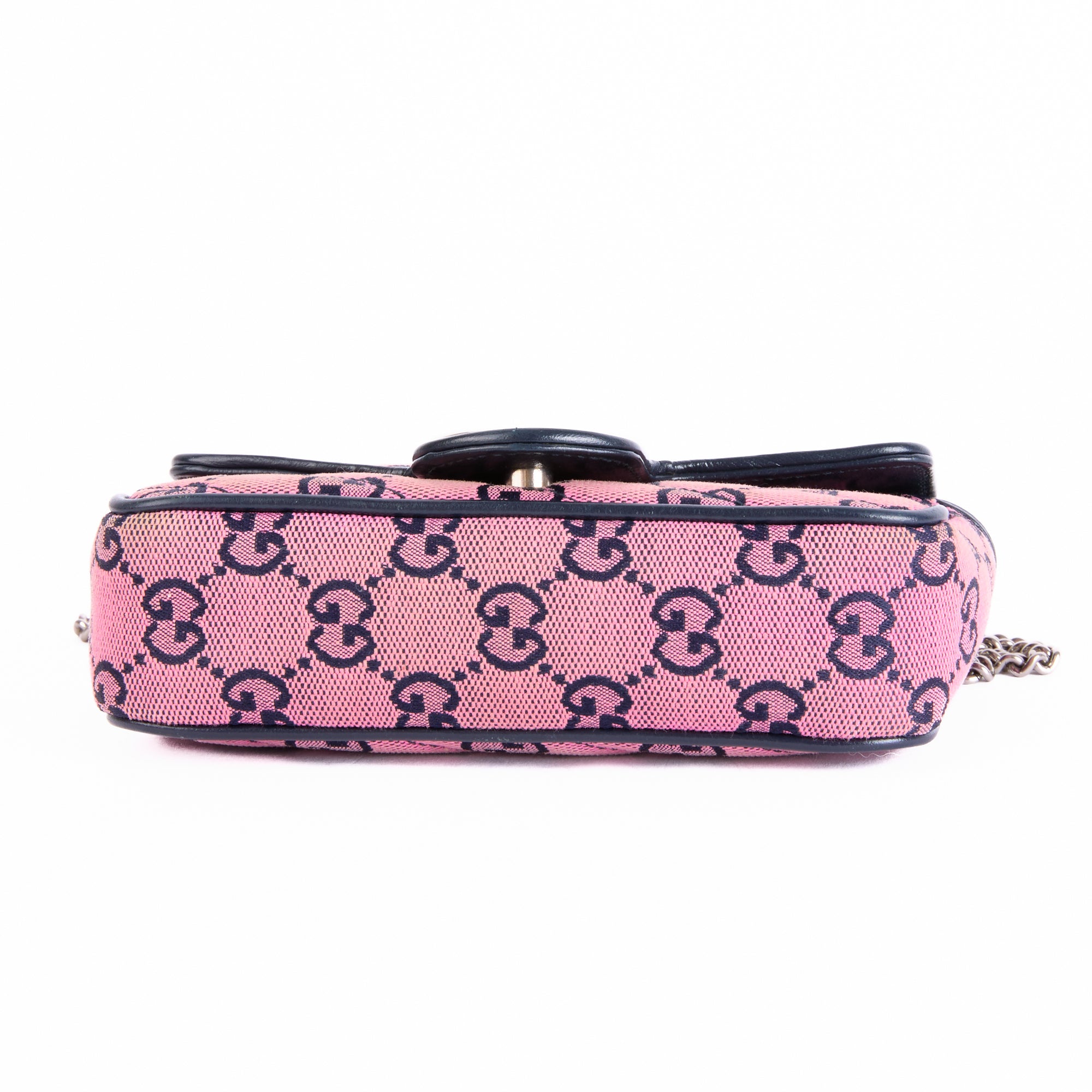 GUCCI - Sac bandoulière Mini Marmont toile GG Guccissima rose - Hand bag