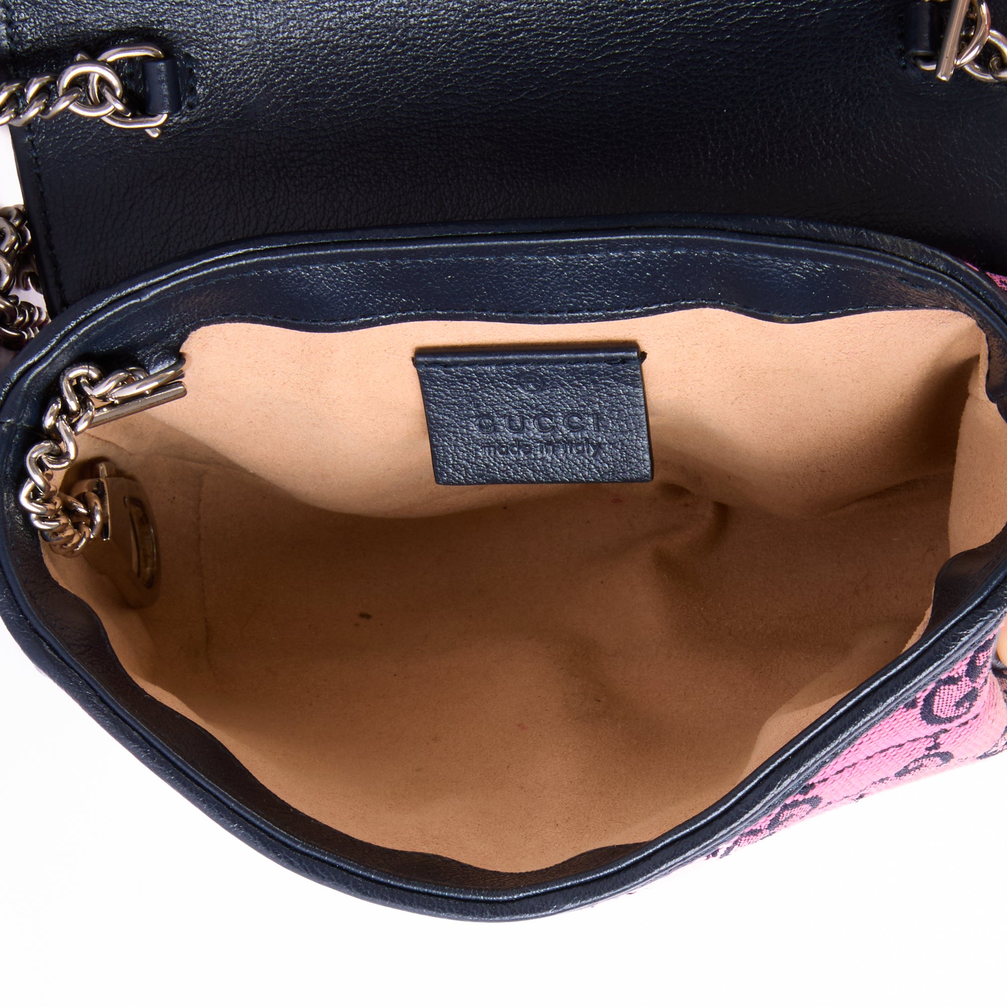 GUCCI - Sac bandoulière Mini Marmont toile GG Guccissima rose - Hand bag