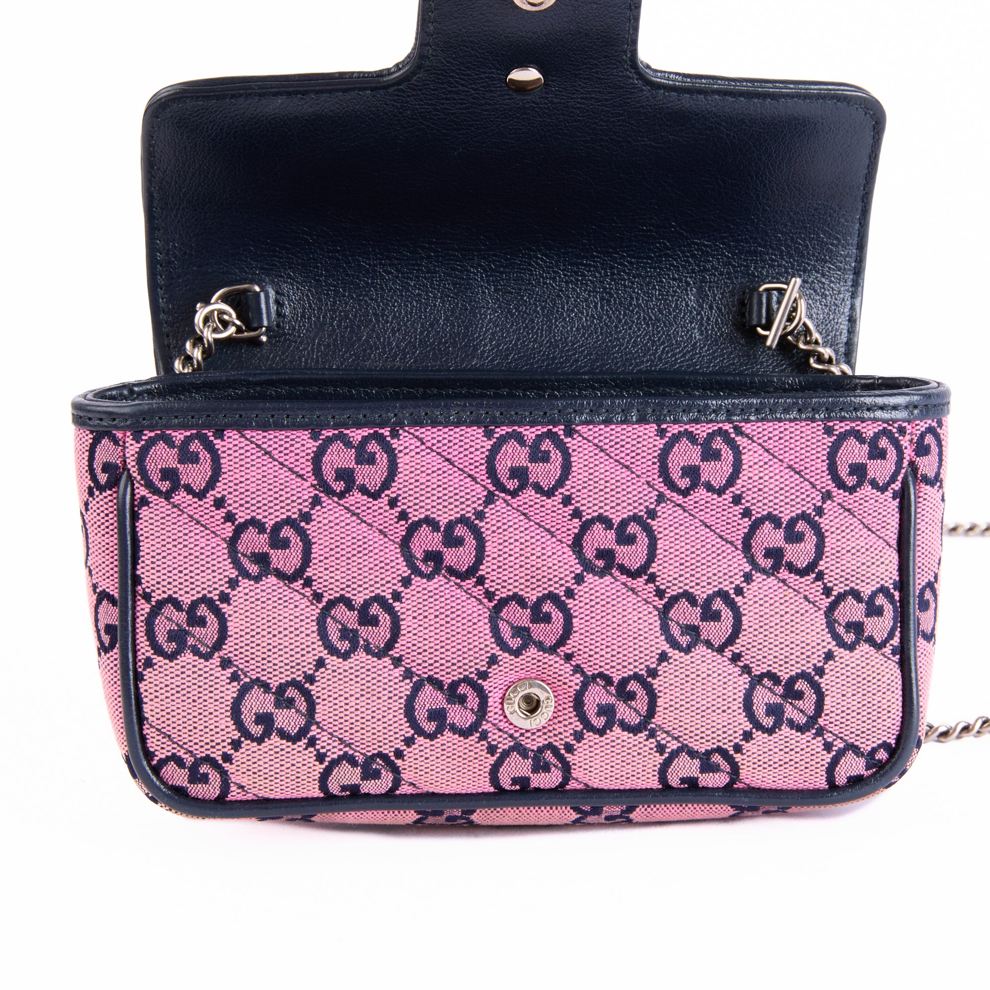 GUCCI - Sac bandoulière Mini Marmont toile GG Guccissima rose - Hand bag