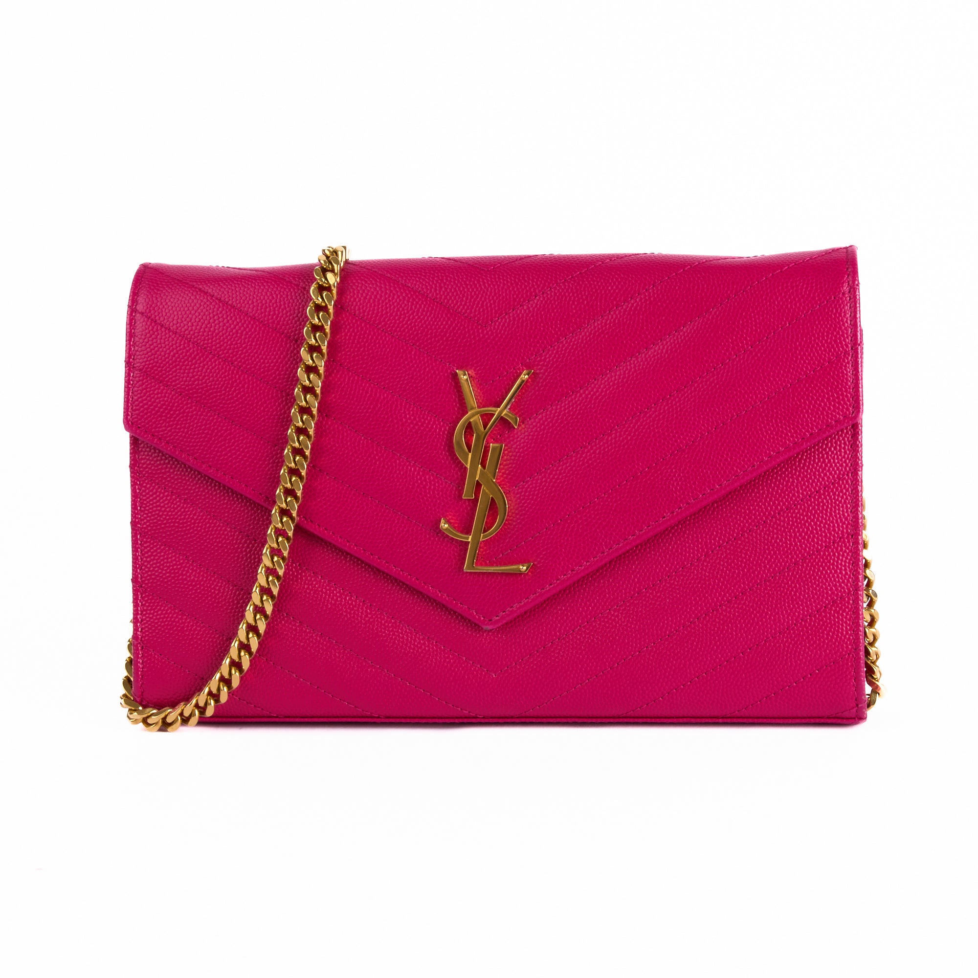 SAINT LAURENT - Sac bandoulière Enveloppe Cassandre cuir rose - Hand Bag