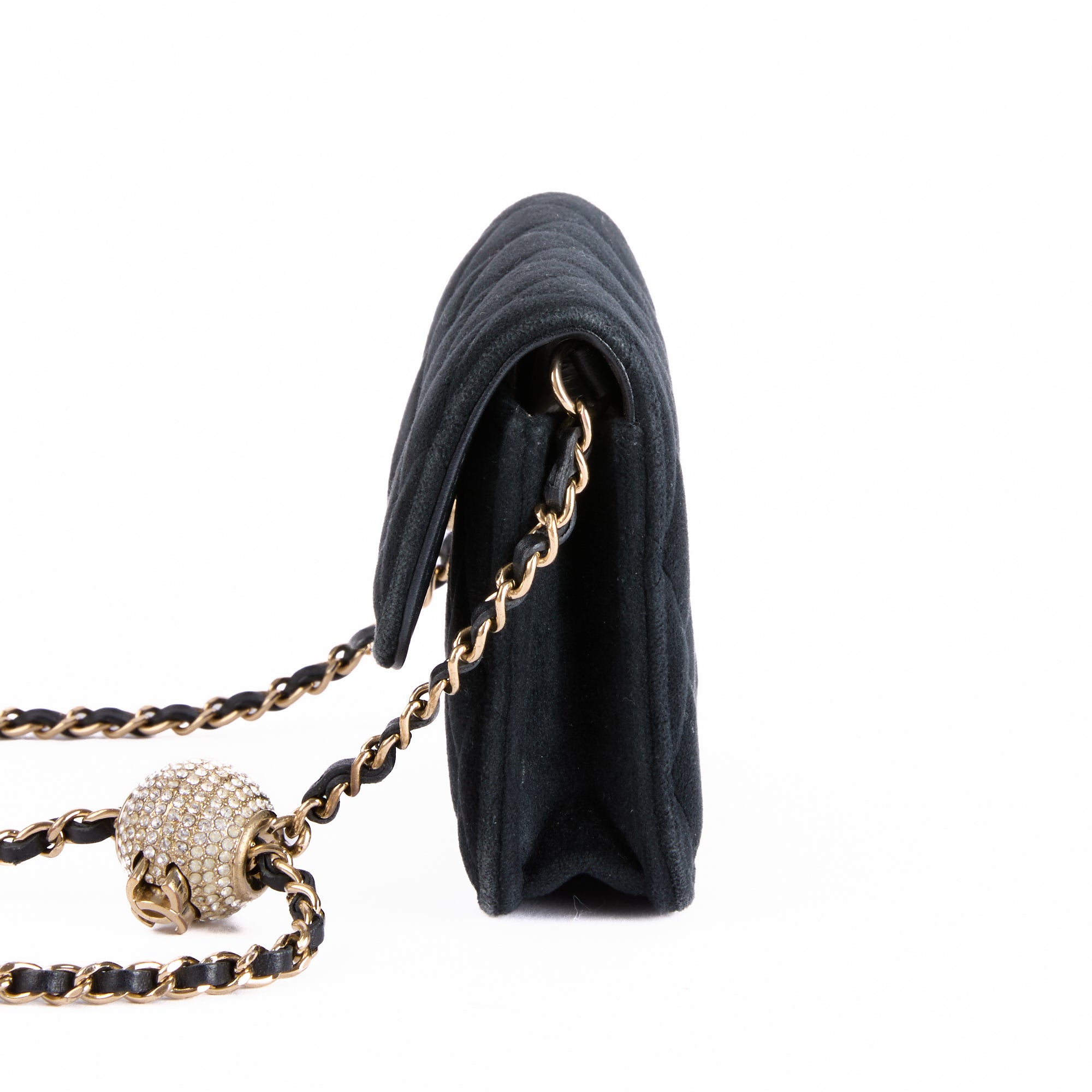 CHANEL - Sac bandoulière Mini Logo CC velours noir - Hand bag