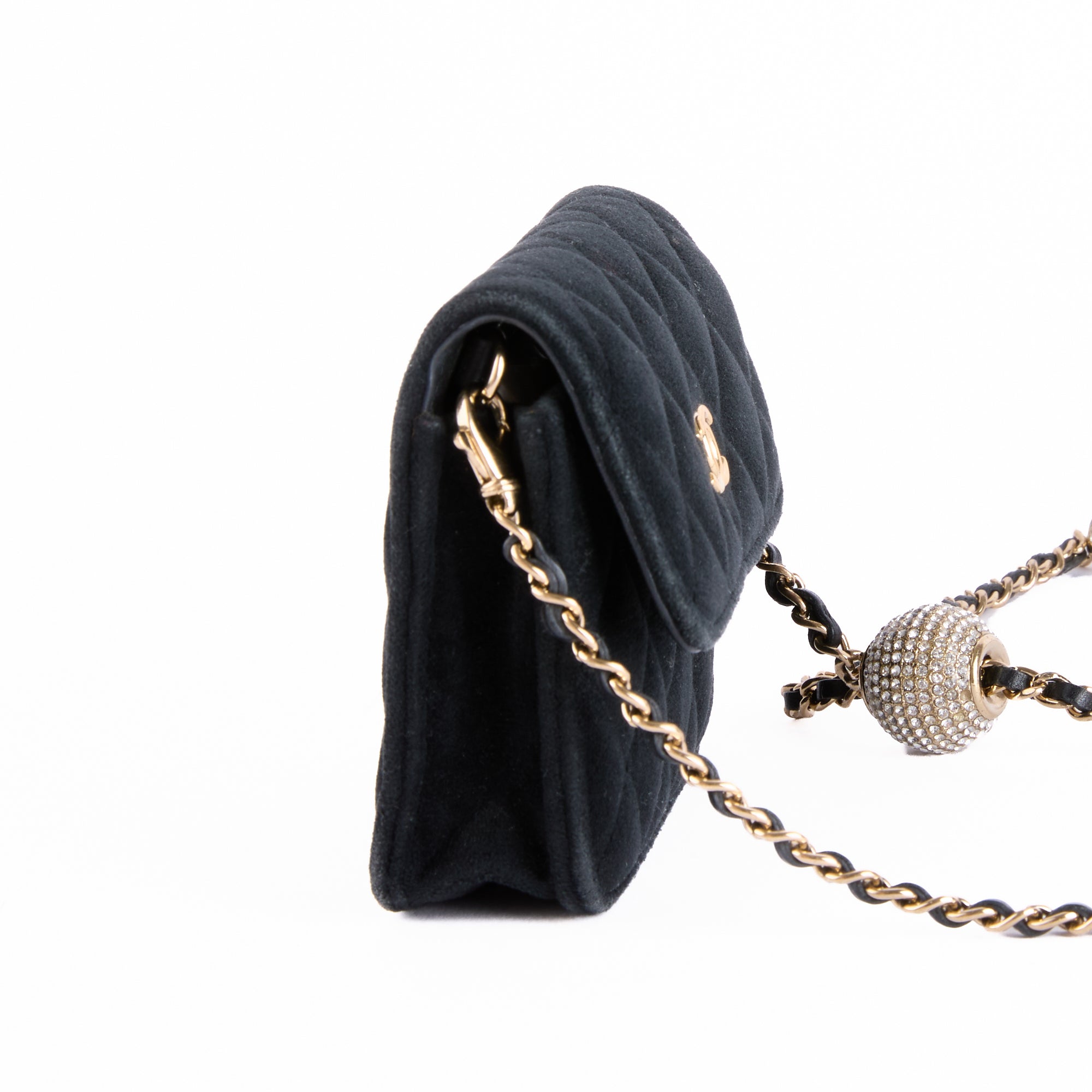 CHANEL - Sac bandoulière Mini Logo CC velours noir - Hand bag